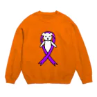 しろくま屋のパープルリボン・シロクマ Crew Neck Sweatshirt