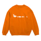 中野ピク氏ショップ SUZURI支店の歩くカルガモの親子 白塗り Crew Neck Sweatshirt