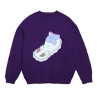 Jackalope Houseのツノアリウサギアジサイモドキウミウシ 青色ver. Crew Neck Sweatshirt