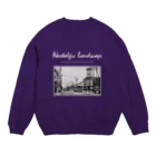 ヴィンテージ鉄道写真グッズの店の東京 銀座を路面電車が走る風景 （モノクロフォト） Crew Neck Sweatshirt