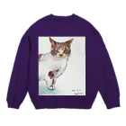 あっぷりーなのもふもふねこさん Crew Neck Sweatshirt