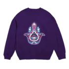 IZANAMI by Akane Yabushitaの誕生石色✋ハムサの手（2月・アメジスト） Crew Neck Sweatshirt