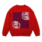 WAMI ARTの雲隠れ赤(赤地) Crew Neck Sweatshirt