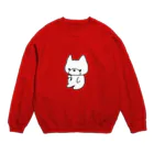 エクレアンショップのスマホをみる白い犬 Crew Neck Sweatshirt