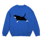 小鳥と映画館の伸びをするハチワレちゃん Crew Neck Sweatshirt