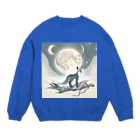 bigbamboofamilyの月と黒狐　その三 Crew Neck Sweatshirt