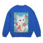 雪猫@LINEスタンプ発売中の春の匂いがするニャア Crew Neck Sweatshirt