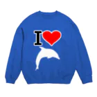 AAAstarsのアイ　ハート　イルカ　(　I 　Love　イルカ 　）-白  Crew Neck Sweatshirt