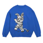 Cɐkeccooのうさぎのラビ★スリラーハロウィン-ゾンビ-モノクロ Crew Neck Sweatshirt