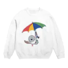 みずま動物園の傘を使って飛ぶ鳩 Crew Neck Sweatshirt