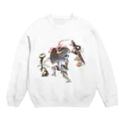 和もの雑貨 玉兎の百鬼夜行絵巻 鍋坊主【絵巻物・妖怪・かわいい】 Crew Neck Sweatshirt