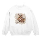 N-huluのベンガル猫のジルちゃん Crew Neck Sweatshirt