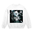 くぼみやさんのねこのたたかい Crew Neck Sweatshirt