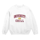 グラフィンのチル大学 エンジ文字 Crew Neck Sweatshirt