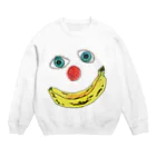 KANKAN ILLUSTRATION FACTORY goods shopのBANANA PIERROT（白や淡い色をご指定ください） Crew Neck Sweatshirt