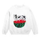 オリピコのスイカに乗った牛 Crew Neck Sweatshirt