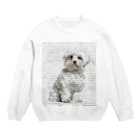 【CPPAS】Custom Pet Portrait Art Studioの マルチーズドッグ - レンガブロック背景 Crew Neck Sweatshirt