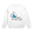 いきものや　のの（別館）の水浴びゾウ ザバーン（仔象つき） Crew Neck Sweatshirt