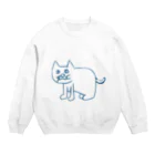 左向きの動物のブルー版 Crew Neck Sweatshirt