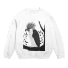 Sea of Grassの遠くを見るフィリピンワシ（白黒） Crew Neck Sweatshirt