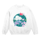 maro's POKER FACEの サクラの象と空飛ぶ金魚 Crew Neck Sweatshirt