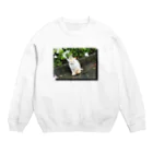 うどんやさんの雨とのらねこと花 Crew Neck Sweatshirt