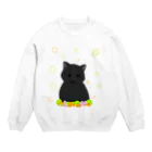 greetenの癒し猫 黒猫 Crew Neck Sweatshirt