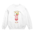 Cafe &Gallery喫茶のり福のクリームソーダ猫　＃２イチゴ Crew Neck Sweatshirt