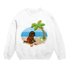 ハッピー・ラブラドールズの浜辺のチョコレートラブラドールビキニガール Crew Neck Sweatshirt