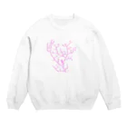 栗坊屋のピンクのピグミーシーホース Crew Neck Sweatshirt