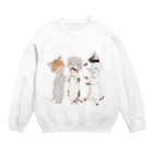 トコロコムギのねこがぶりにゃんこ Crew Neck Sweatshirt