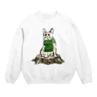 犬グッズの店しえるぶるーのマフラーを着けたフレンチブルドッグ　クリーム Crew Neck Sweatshirt