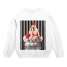 はちわれきじとらぴーちゃんずのモノクロいちごサンデー Crew Neck Sweatshirt