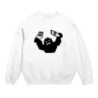 QUQU_WORKSのスノーボードをへし折るイエティ ブラック Crew Neck Sweatshirt