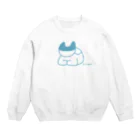 MONKUMIKOの座るこねこ（青） Crew Neck Sweatshirt