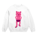 ぴこぽんSUZURIの潔い姿の熊（ピンク） Crew Neck Sweatshirt