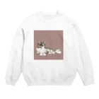 papiko くまさんの美人のネコちゃん Crew Neck Sweatshirt