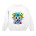 znbmsrrの花柄のポメラニアン犬と子犬。 女の子と男の子への美しい贈り物。 Crew Neck Sweatshirt