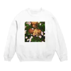 あとりえkittenのダックスのマロンとカプチーノと花畑 Crew Neck Sweatshirt