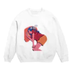 愉快なインコ達の女の子とヨウム Crew Neck Sweatshirt