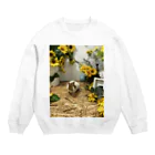 soushuneiのひまわりとモルモットのゆいちゃん Crew Neck Sweatshirt