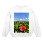 Ripples沖縄レジンアートの沖縄の海とハイビスカス Crew Neck Sweatshirt