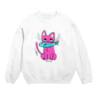 Official GOODS Shopのお魚くわえたピンクニャーンコ Crew Neck Sweatshirt