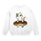 うさやのドーナツをゲットしてご満悦の猫 Crew Neck Sweatshirt