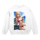 天乃鯱の金髪ギャルのビキニ Crew Neck Sweatshirt