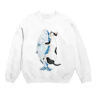 トコロコムギの秋鮭にゃんこ Crew Neck Sweatshirt