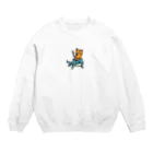 Padawanshopのねこイルカ　茶トラ Crew Neck Sweatshirt