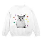 暇人アフロの猫のひなた。 Crew Neck Sweatshirt