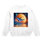 dolphineの宇宙のヒーリングドルフィン Crew Neck Sweatshirt