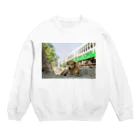 Second_Life_of_Railwaysの東北色キハ40の側でノンビリするミャンマーの野良犬 Crew Neck Sweatshirt